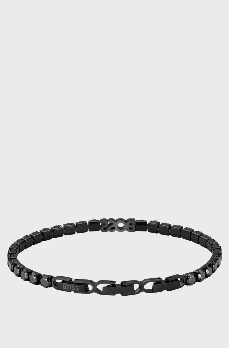 Hugo Boss Pulsera De Tenis Con Cadena Y Cristales Negros