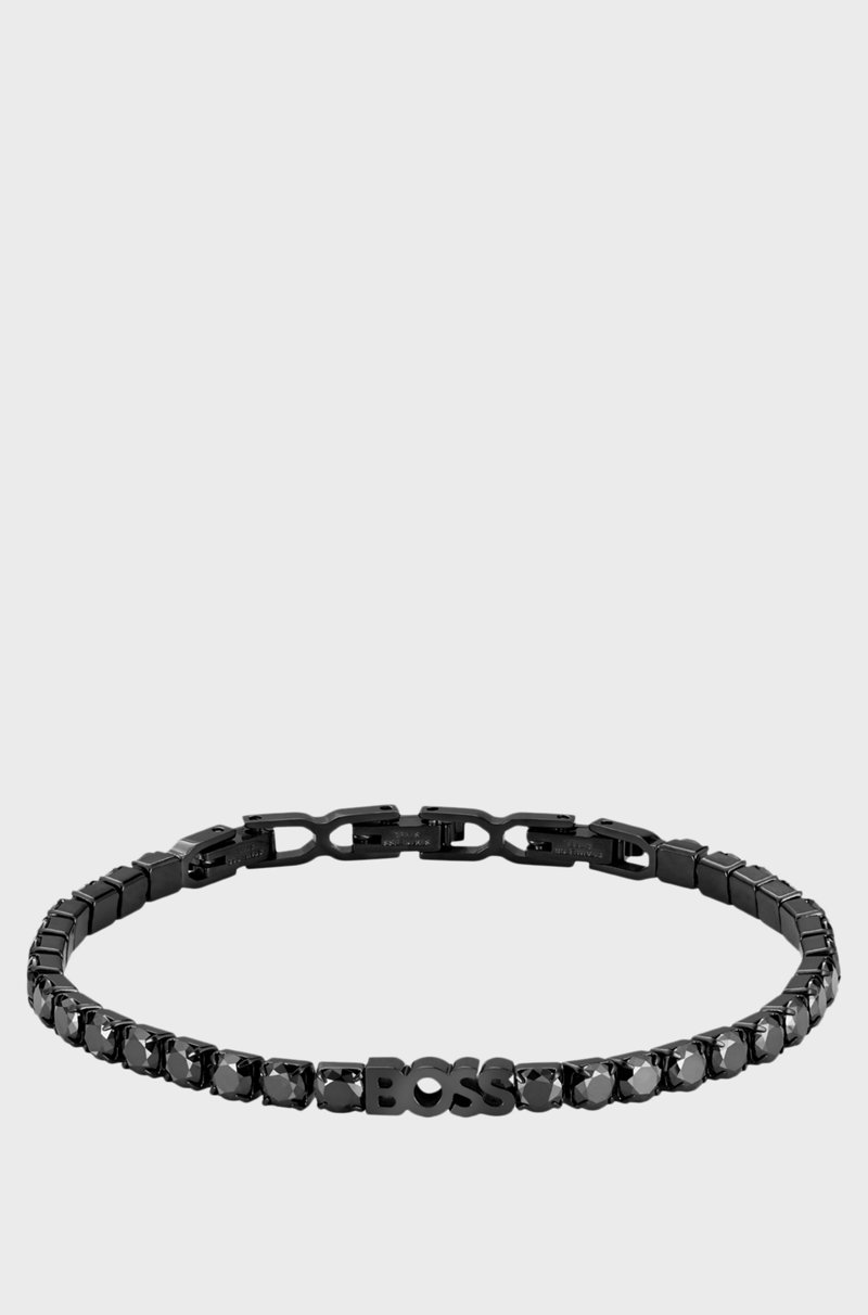 Hugo Boss Pulsera de tenis con cadena y cristales negros