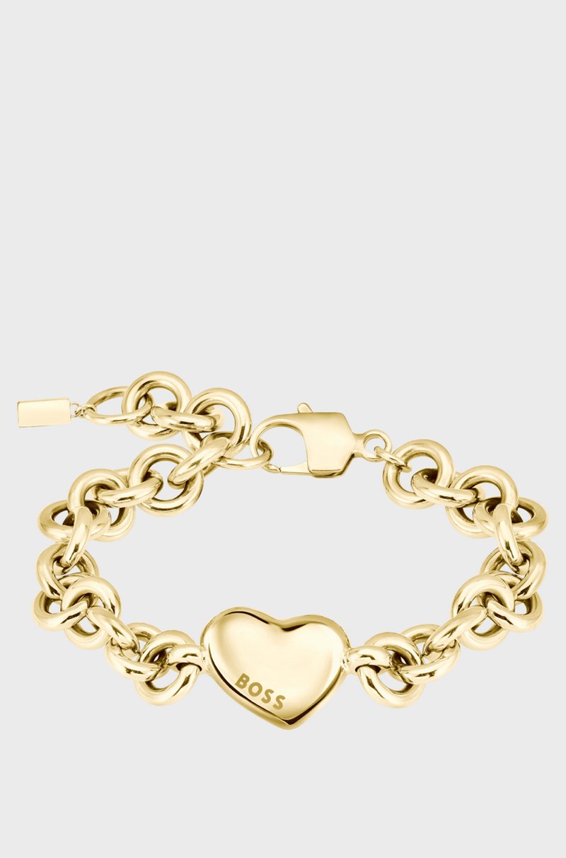 Hugo Boss Pulsera Dorada Con Cadena Y Colgante De Corazón