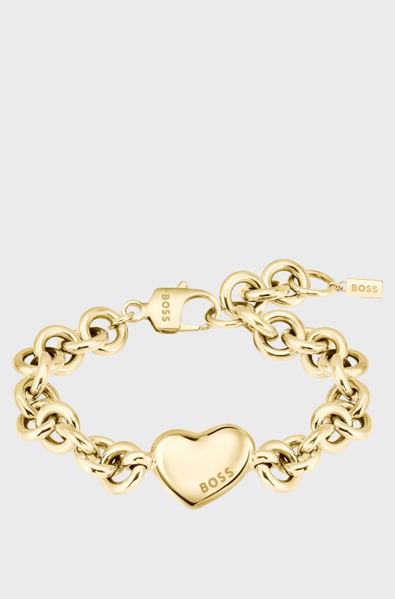 Hugo Boss Pulsera dorada con cadena y colgante de corazón