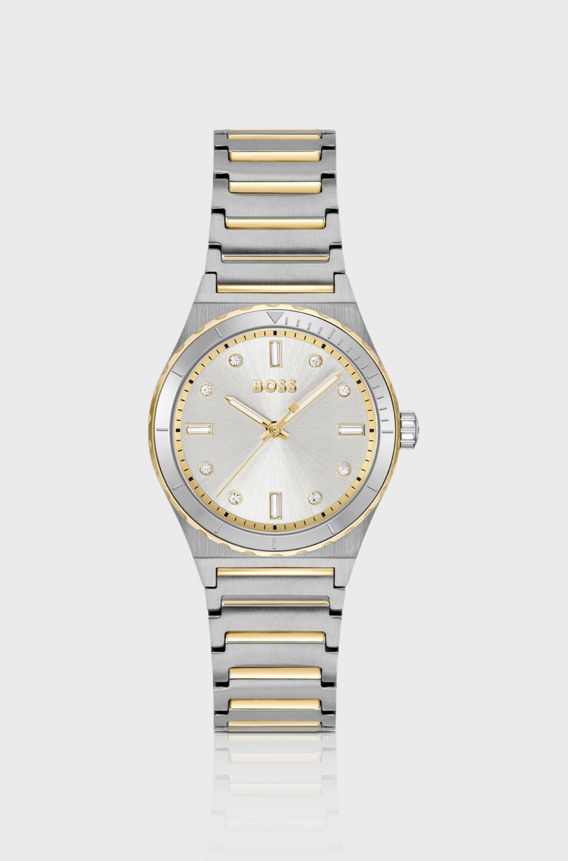 Hugo Boss Reloj A Dos Tonos Con Esfera Blanca Y Plateada