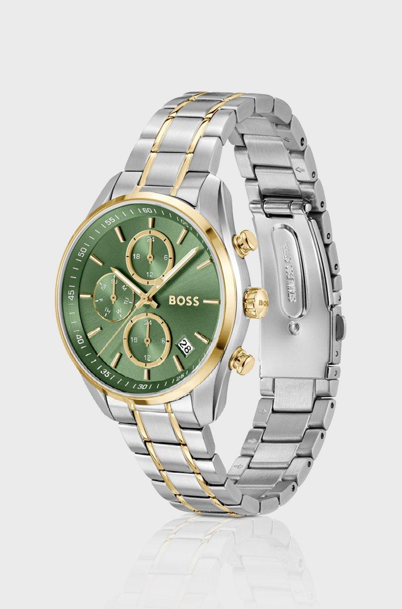 Hugo Boss Reloj A Dos Tonos Con Esfera Verde Y Pulsera De Cinco Eslabones