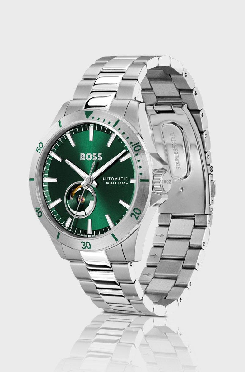 Hugo Boss Reloj Automático De Acero Inoxidable Con Esfera Verde