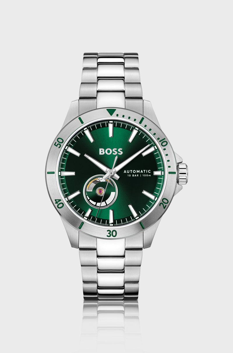Hugo Boss Reloj Automático De Acero Inoxidable Con Esfera Verde