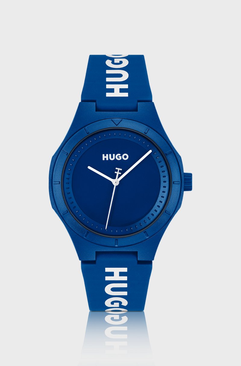 Hugo Boss Reloj azul con correa de silicona con logo