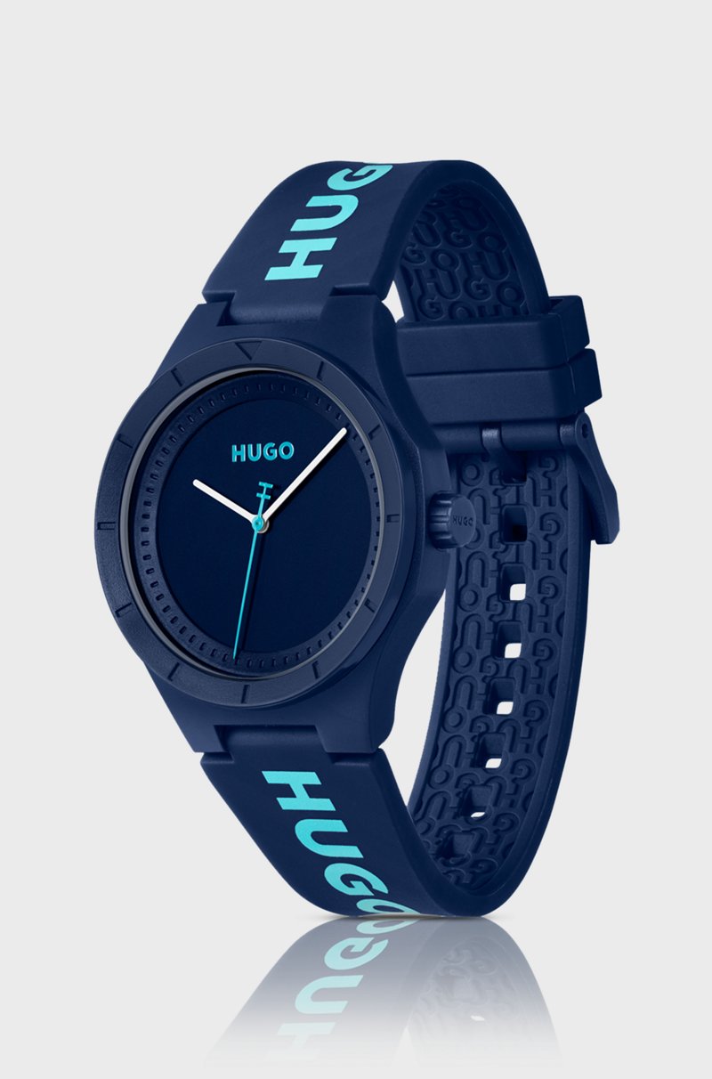 Hugo Boss Reloj Azul Mate Con Correa De Silicona De La Marca