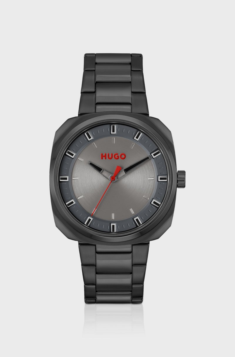 Hugo Boss Reloj chapado en negro con pulsera de eslabones