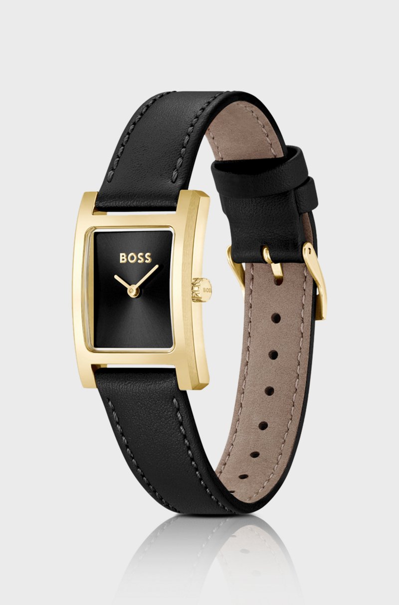 Hugo Boss Reloj Con Correa De Piel Y Esfera Negra Cepillada