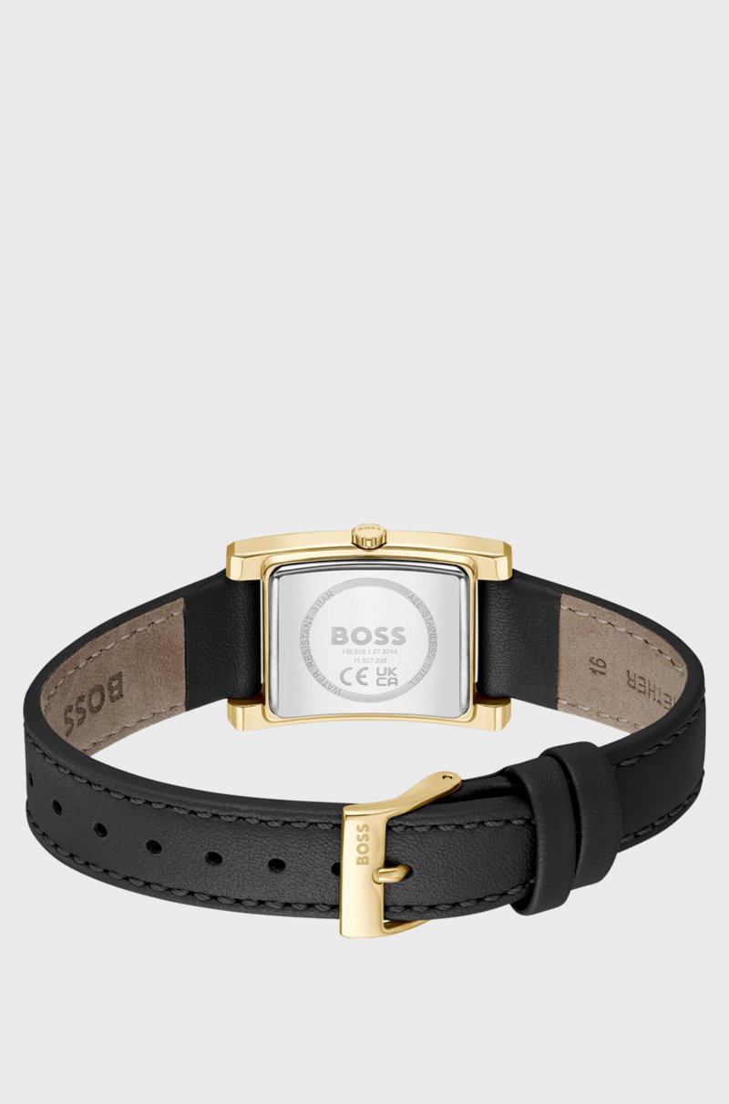 Hugo Boss Reloj Con Correa De Piel Y Esfera Negra Cepillada