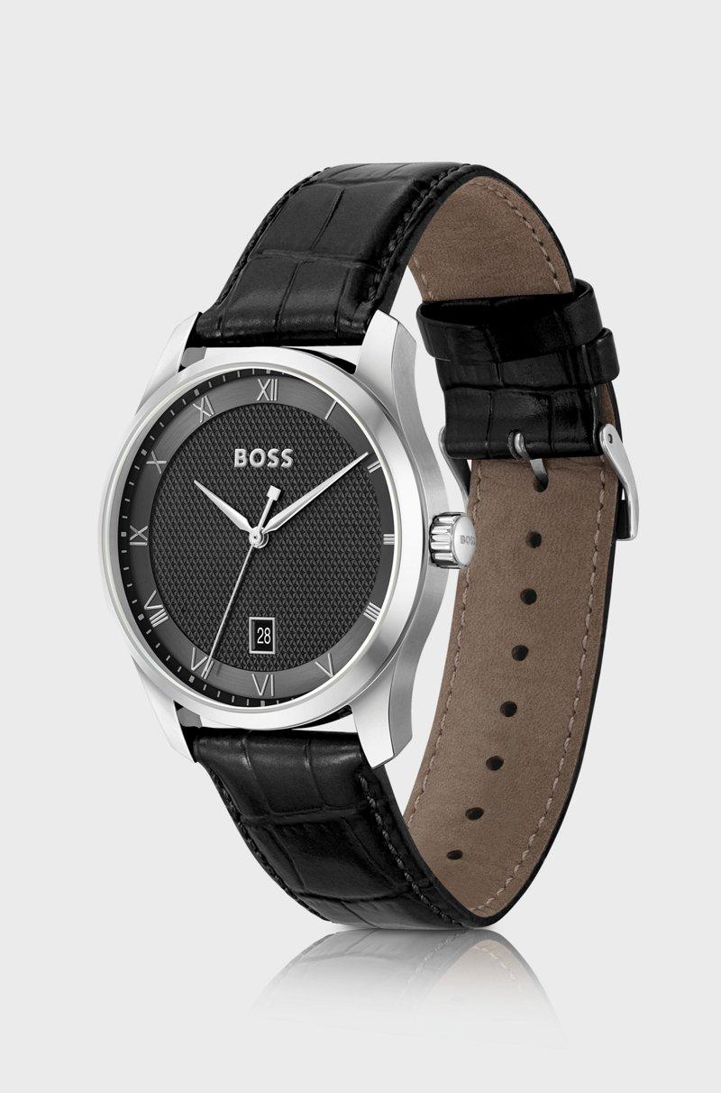 Hugo Boss Reloj Con Correa De Piel Y Motivo Negro En La Esfera