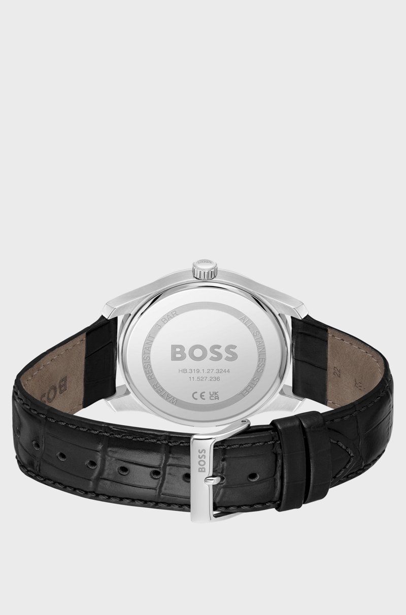 Hugo Boss Reloj Con Correa De Piel Y Motivo Negro En La Esfera