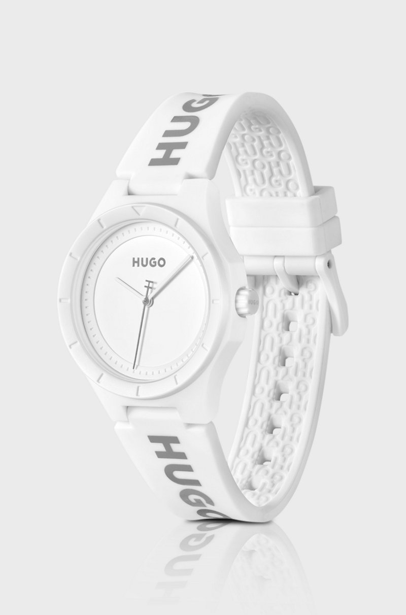 Hugo Boss Reloj Con Correa De Silicona De La Marca Y Esfera En Blanco Mate