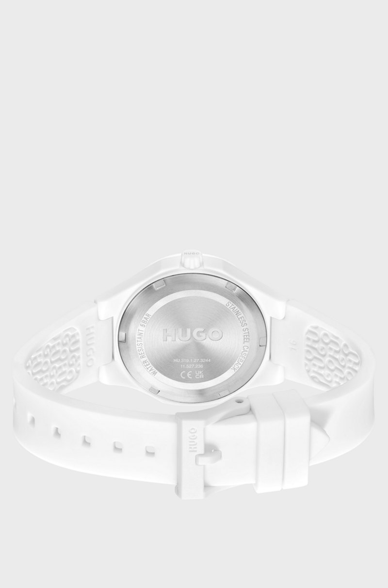 Hugo Boss Reloj Con Correa De Silicona De La Marca Y Esfera En Blanco Mate