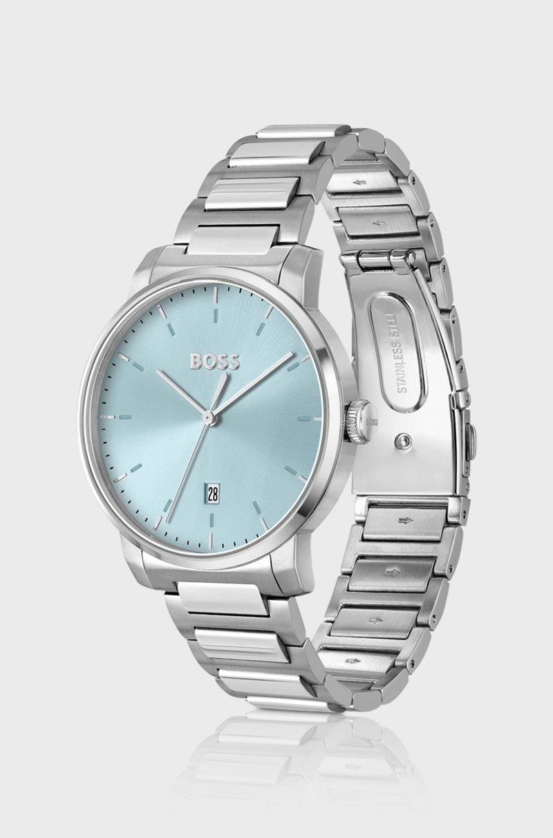 Hugo Boss Reloj Con Esfera Azul Y Pulsera De Eslabones En Forma De H
