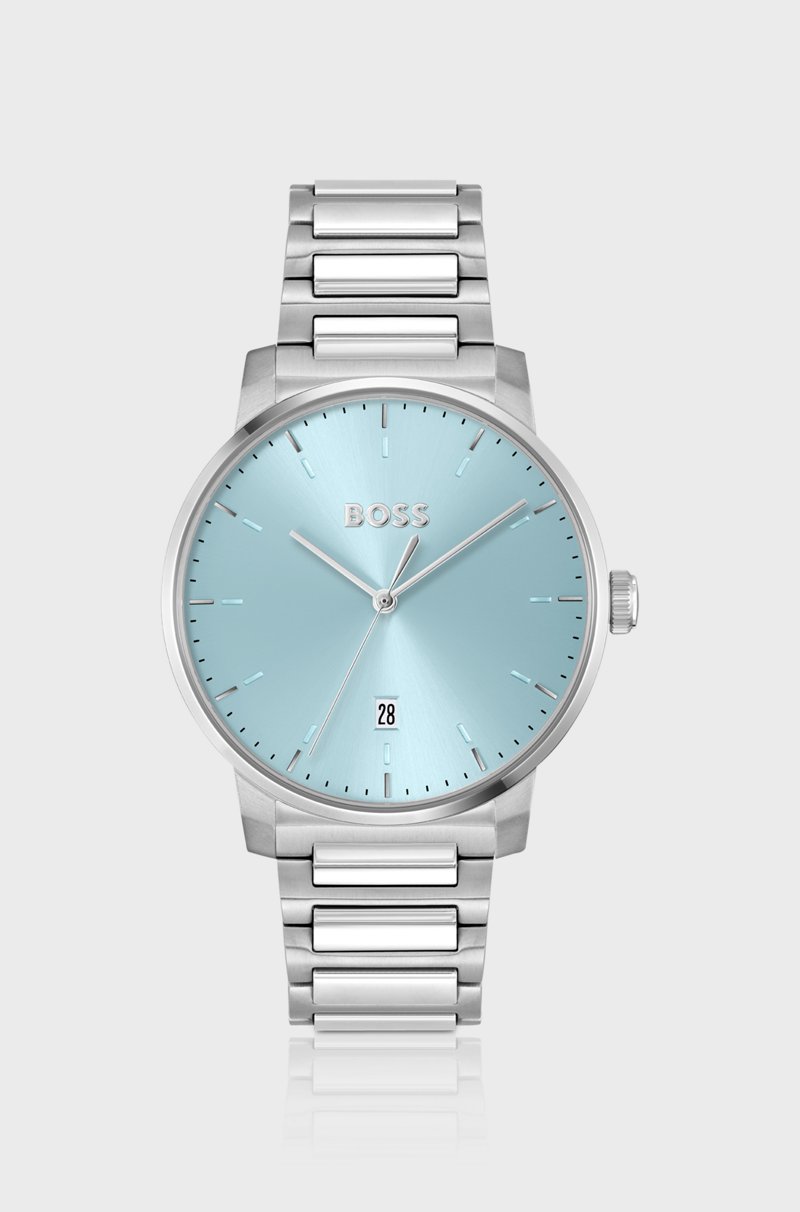 Hugo Boss Reloj con esfera azul y pulsera de eslabones en forma de H
