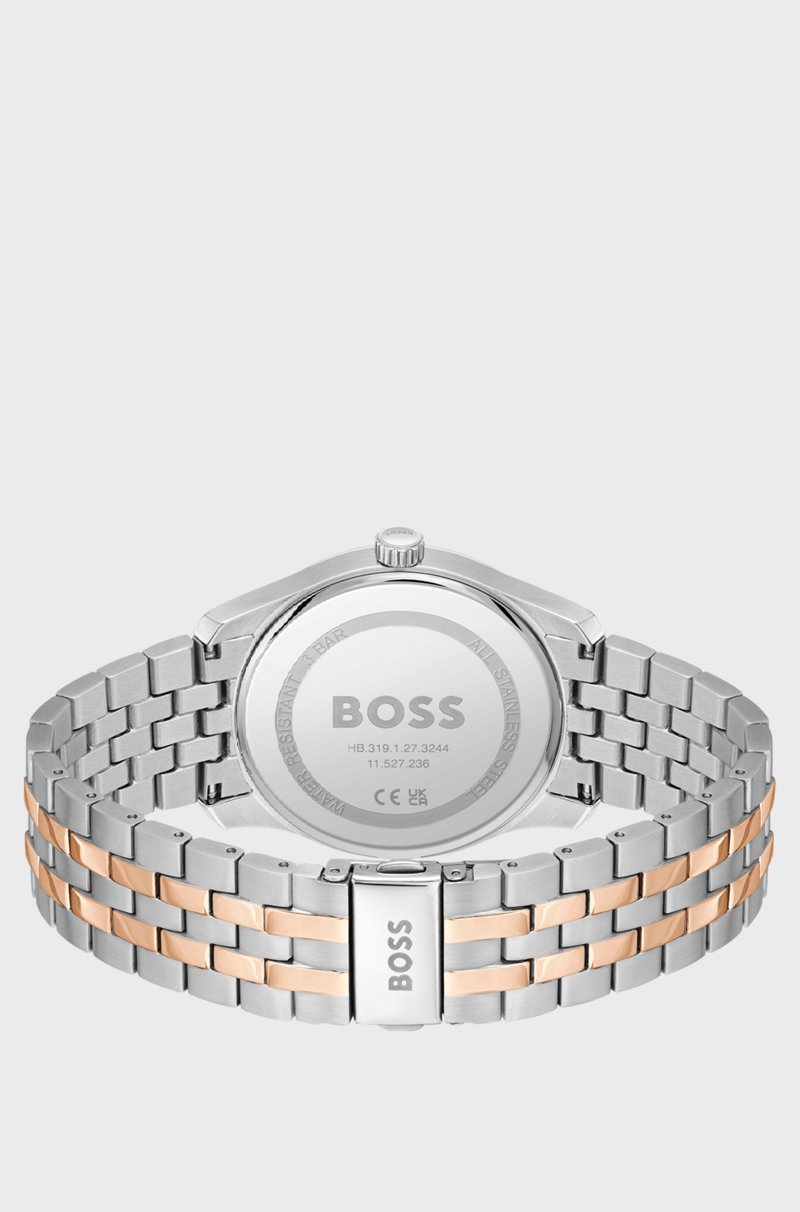 Hugo Boss Reloj Con Esfera Estampada Azul Y Pulsera De Eslabones En Dos Tonos
