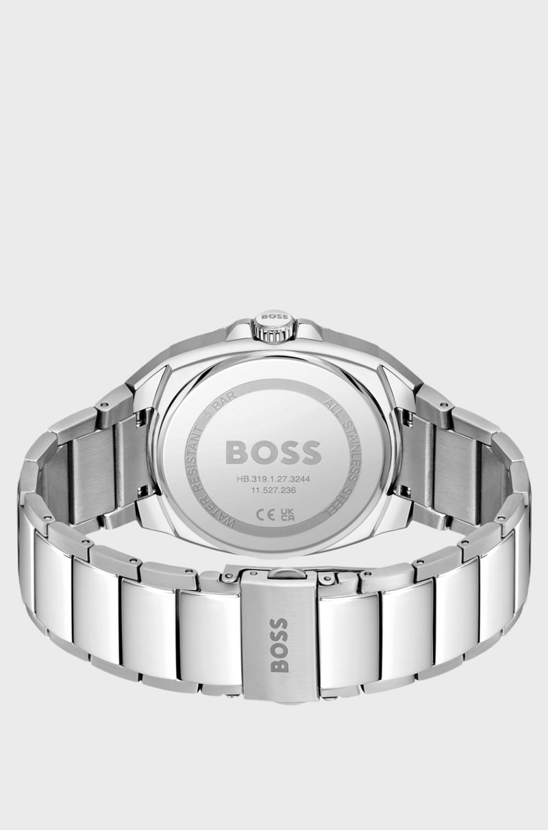 Hugo Boss Reloj Con Esfera Negra En Guilloché Y Pulsera De Eslabones