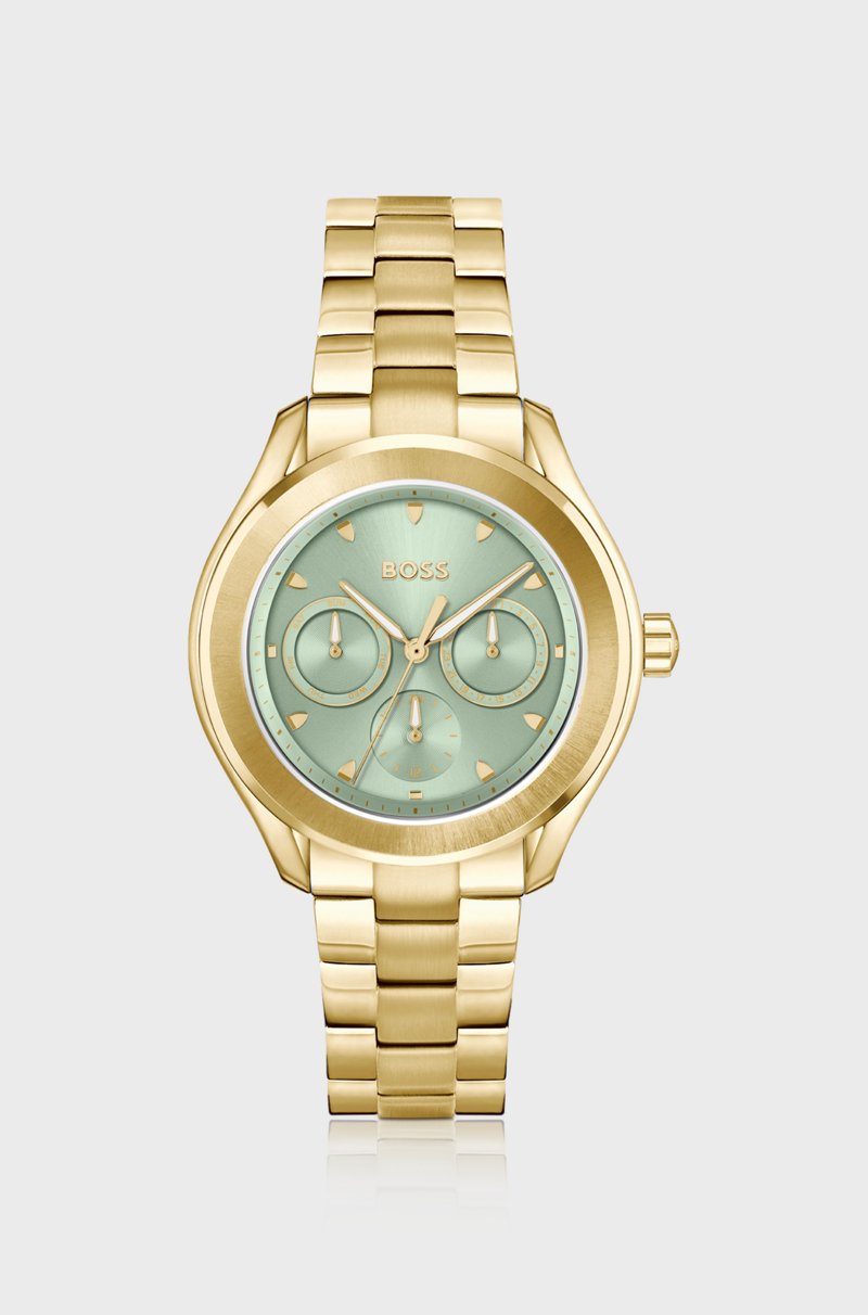 Hugo Boss Reloj Con Esfera Verde Cepillada Y Pulsera De Eslabones