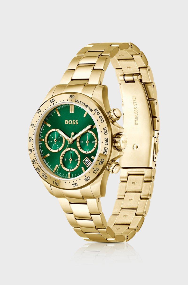 Hugo Boss Reloj Con Esfera Verde Varias Subesferas Y Pulsera De Eslabones