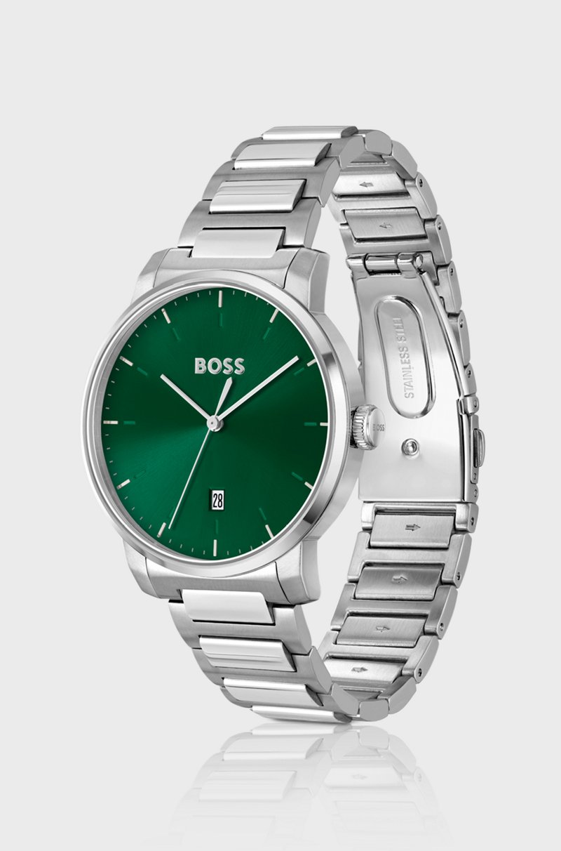 Hugo Boss Reloj Con Esfera Verde Y Pulsera De Eslabones En H