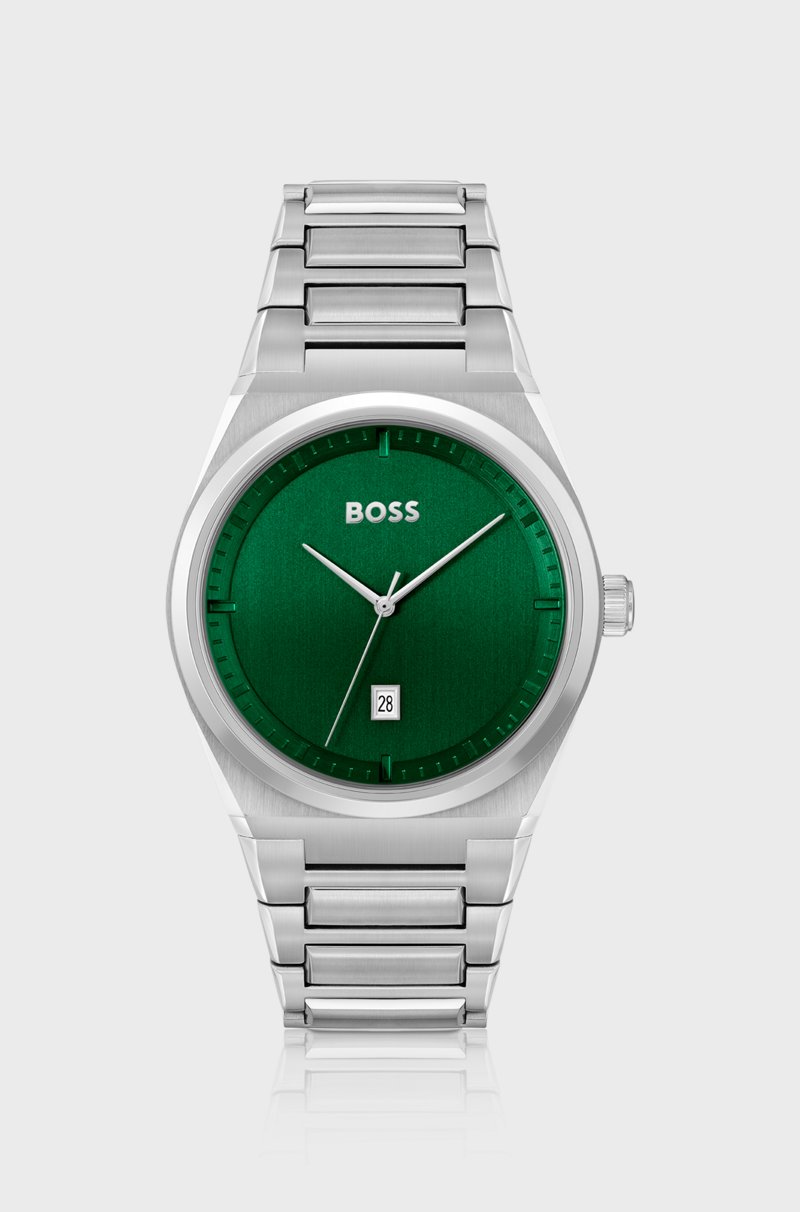 Hugo Boss Reloj con esfera verde y pulsera de eslabones
