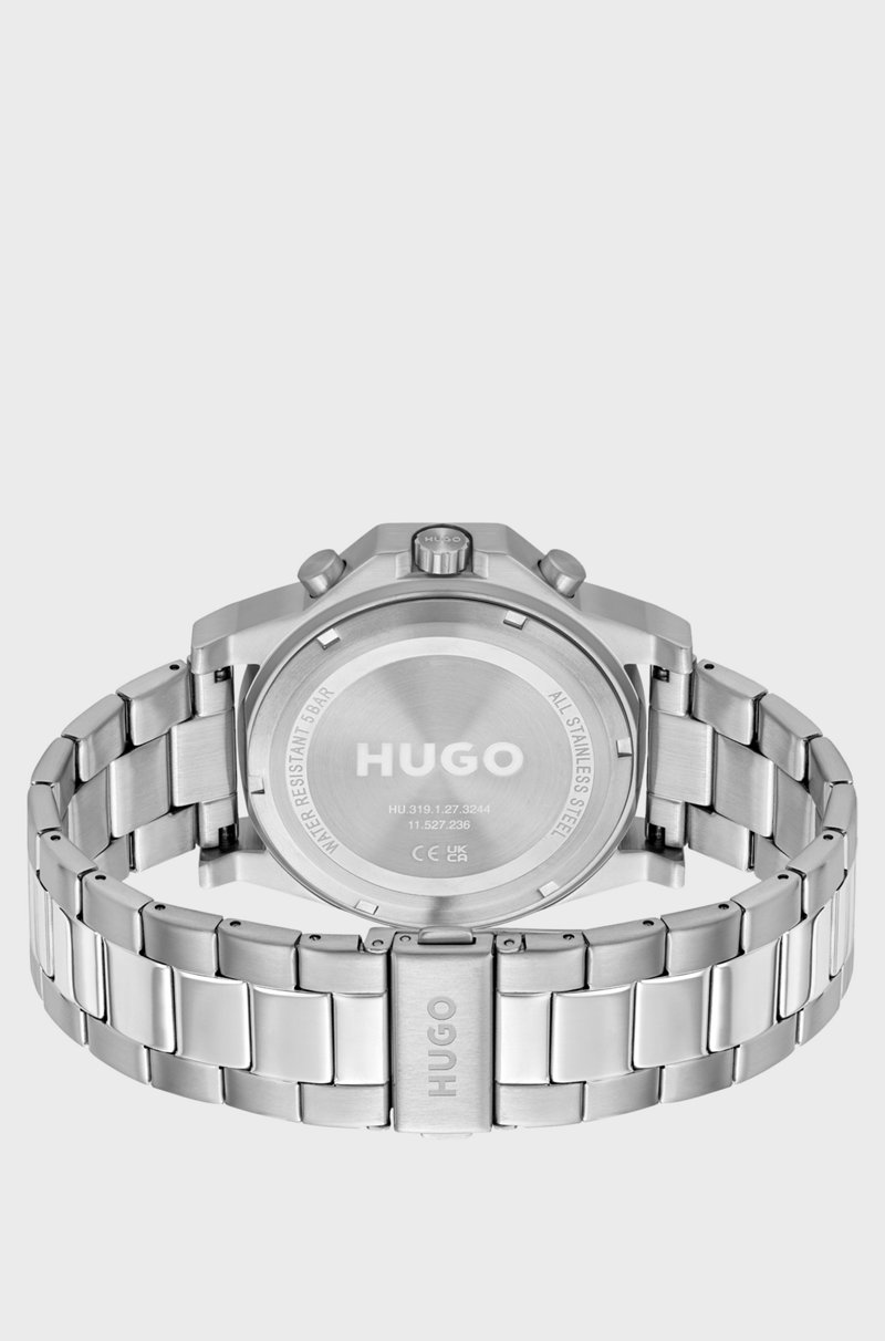 Hugo Boss Reloj Con Pulsera De Eslabones Bisel De Silicona Y Esfera Negra