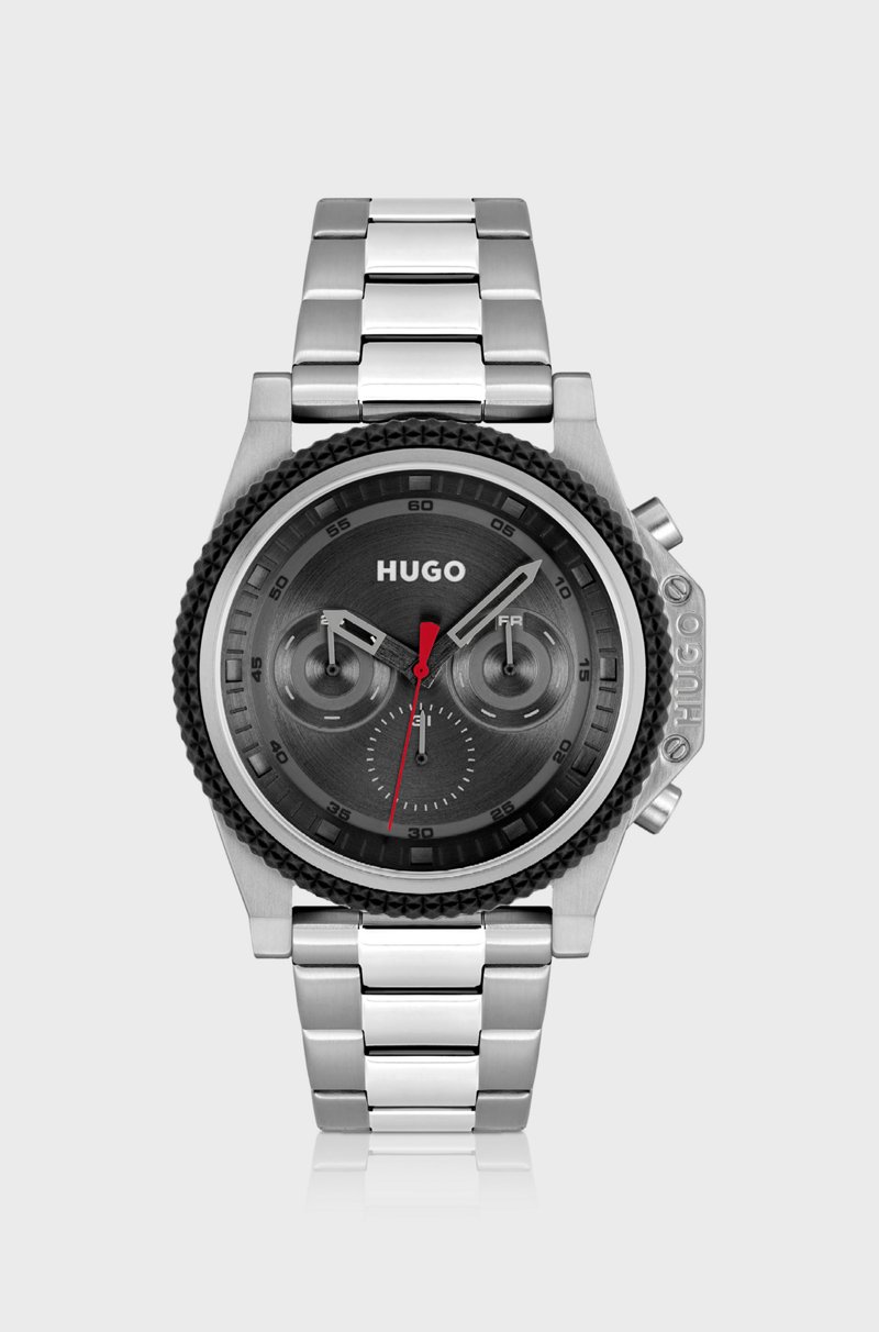 Hugo Boss Reloj con pulsera de eslabones bisel de silicona y esfera negra