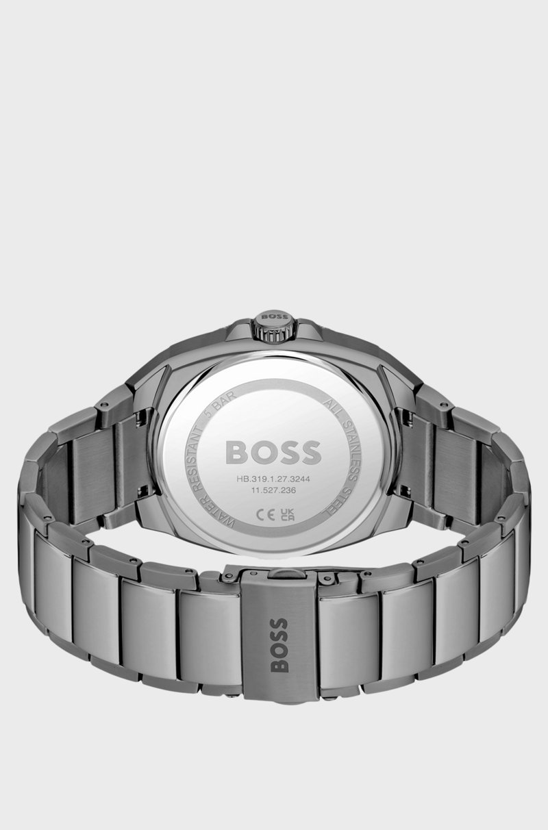 Hugo Boss Reloj Con Pulsera De Eslabones Grises Y Esfera En Guilloché Tonal