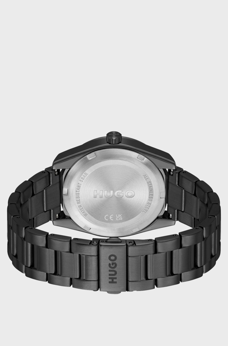 Hugo Boss Reloj Con Pulsera De Eslabones Y Esfera Negra Cepillada