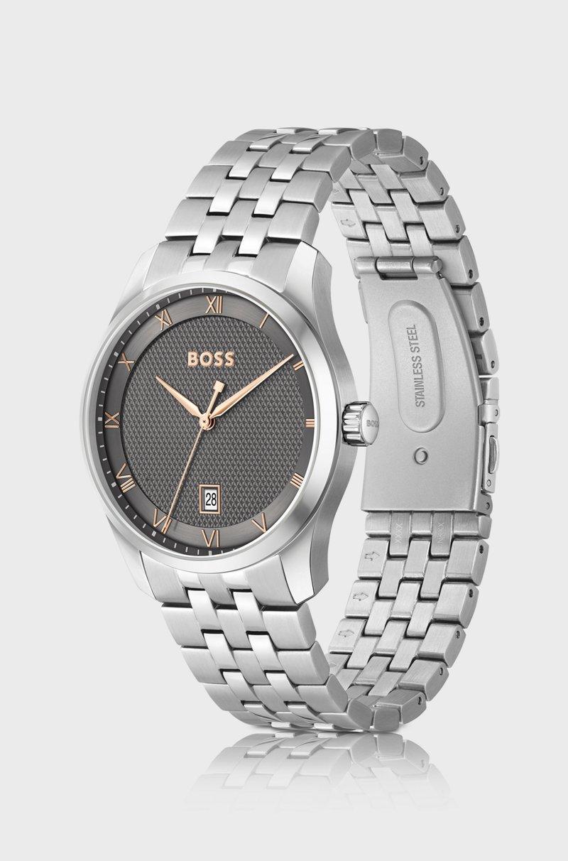 Hugo Boss Reloj Con Pulsera De Eslabones Y Motivo Gris En La Esfera