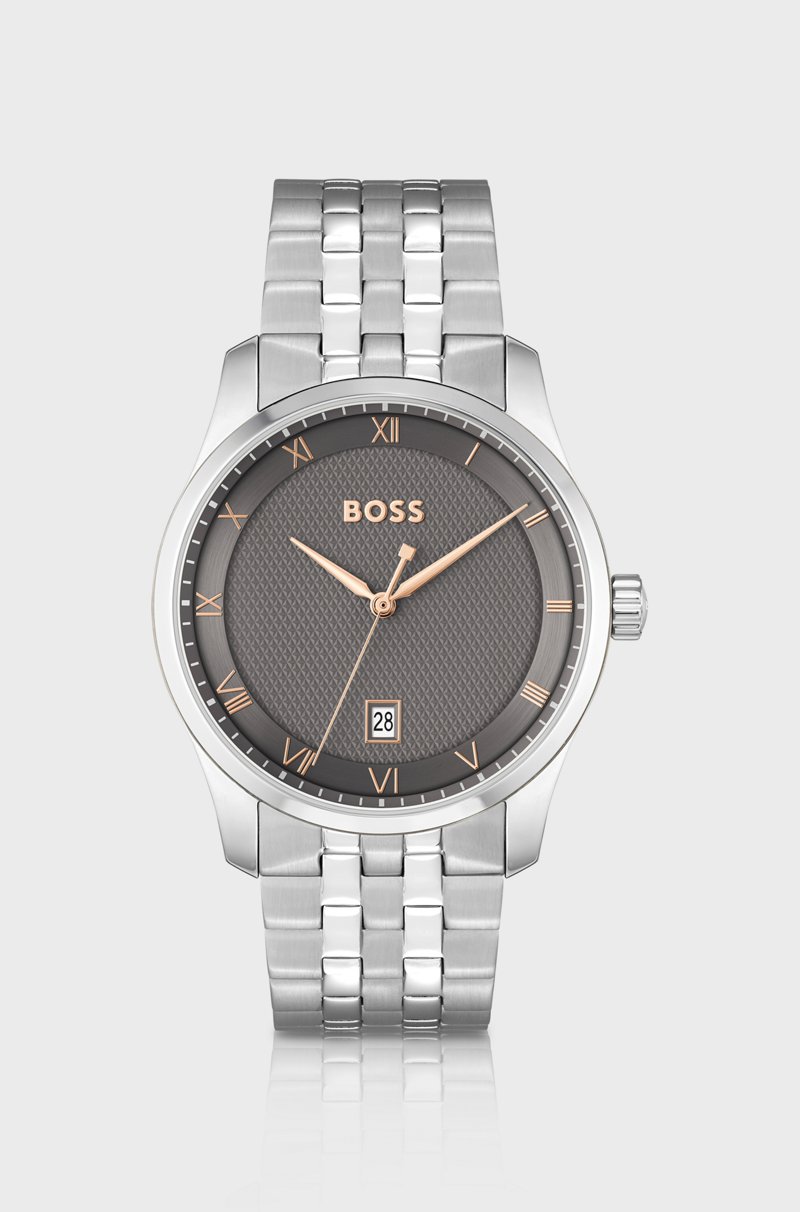 Hugo Boss Reloj con pulsera de eslabones y motivo gris en la esfera