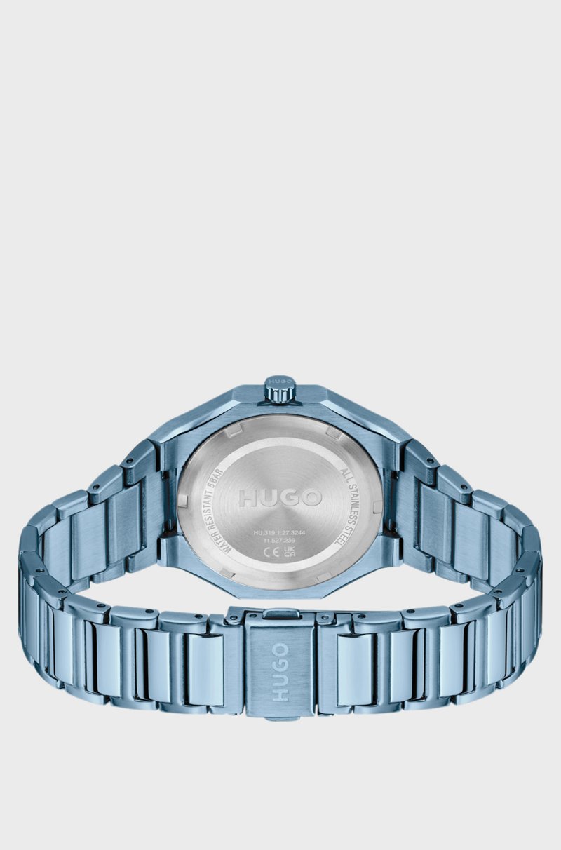 Hugo Boss Reloj De Acero Azul Con Esfera Con Logos En Relieve