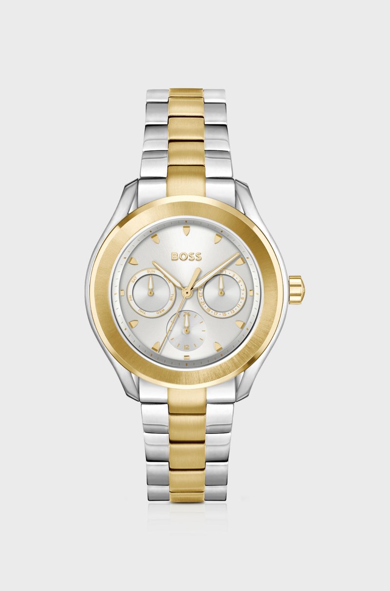 Hugo Boss Reloj de acero dorado y plateado con pulsera de eslabones