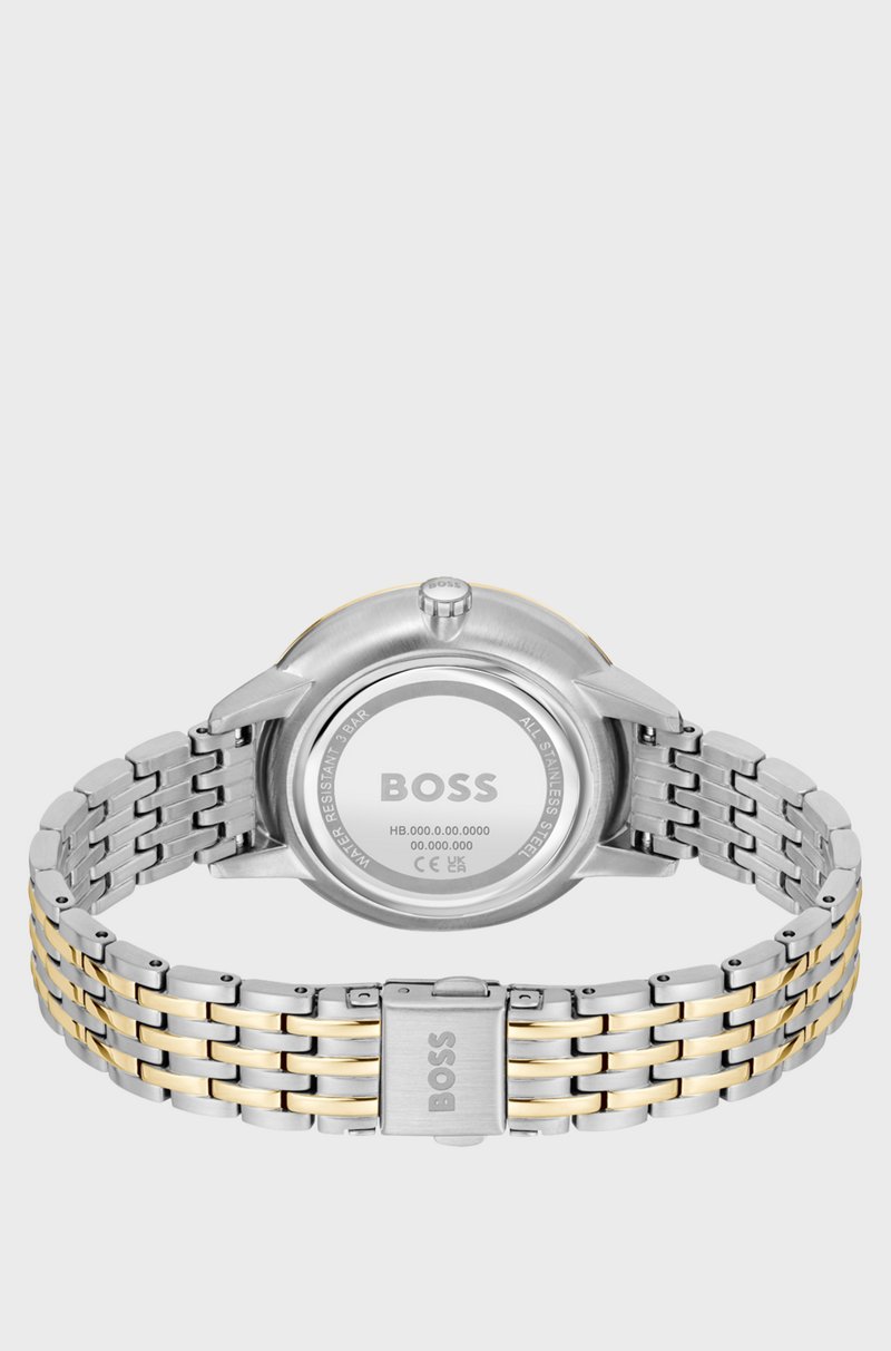 Hugo Boss Reloj De Acero En Dos Tonos Con Esfera Negra Y Tachuelas De Cristal