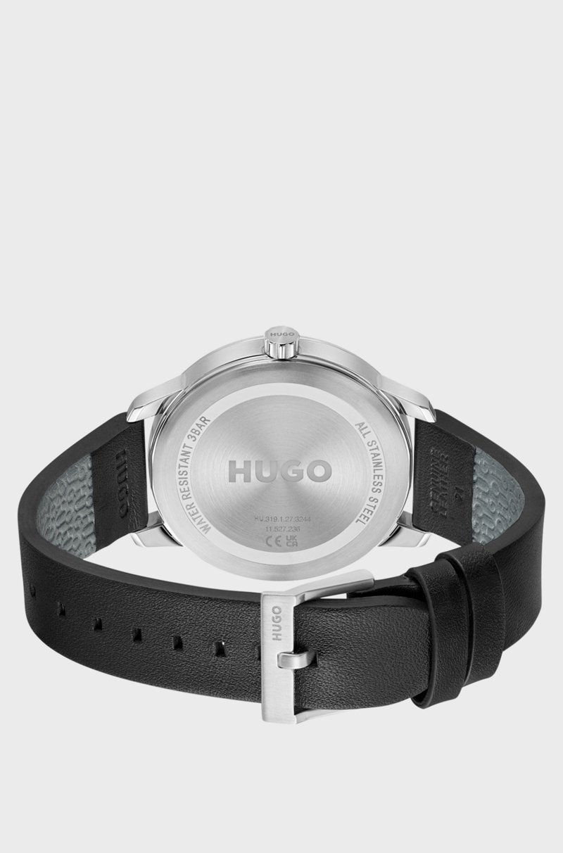 Hugo Boss Reloj De Acero Inoxidable Con Esfera Negra Y Correa De Piel