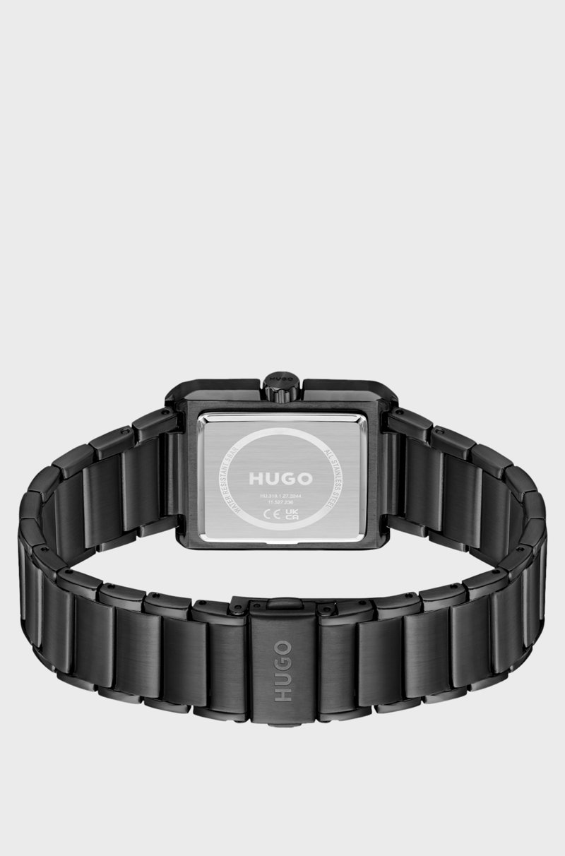 Hugo Boss Reloj De Acero Negro Con Detalles En Rojo