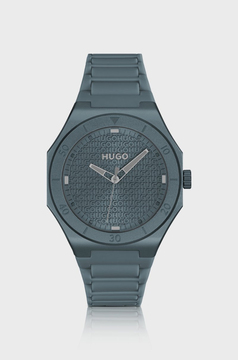 Hugo Boss Reloj de aluminio azul con esfera con logos en relieve