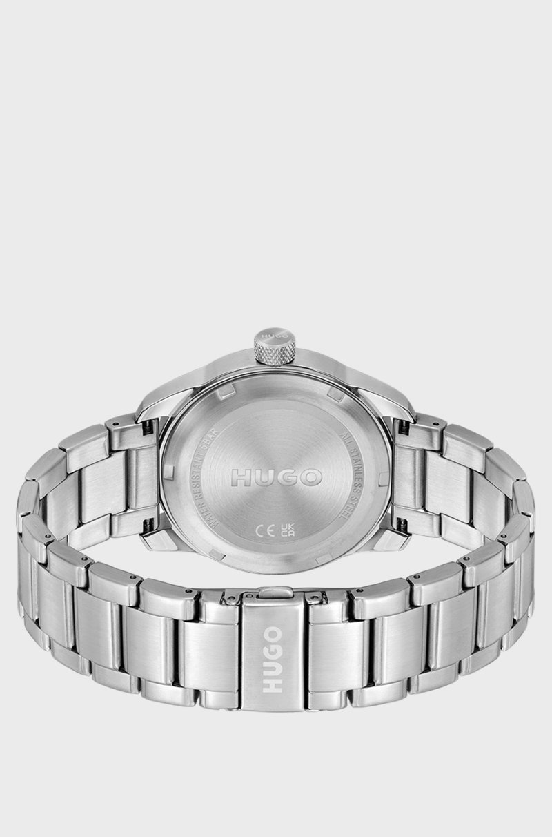 Hugo Boss Reloj De Esfera Negra Con Pulsera De Eslabones De Acero Inoxidable