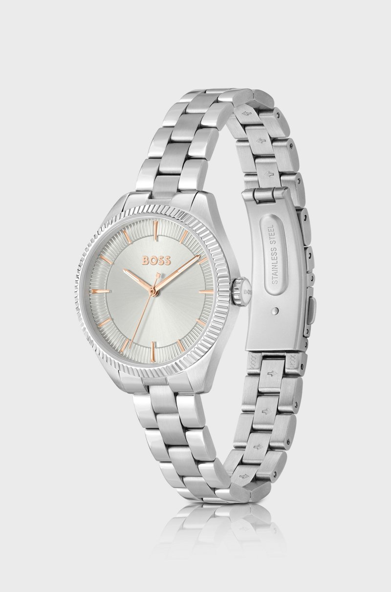 Hugo Boss Reloj De Tono Plateado Con Pulsera De Eslabones