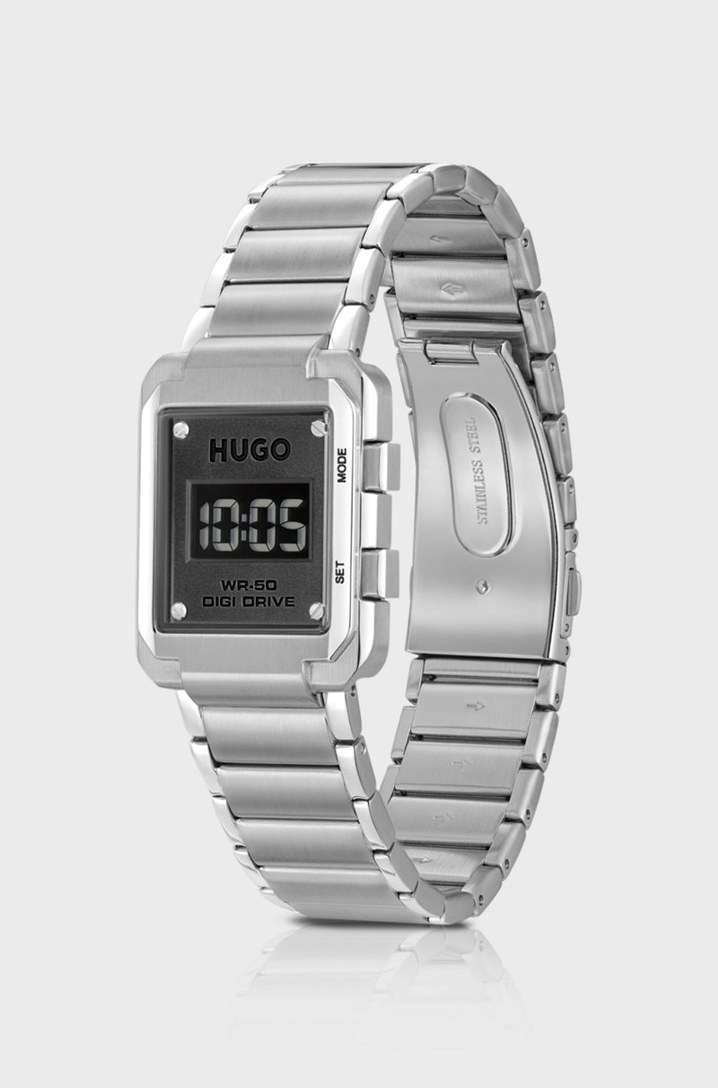 Hugo Boss Reloj Digital Con Pulsera De Eslabones Y Esfera Negra
