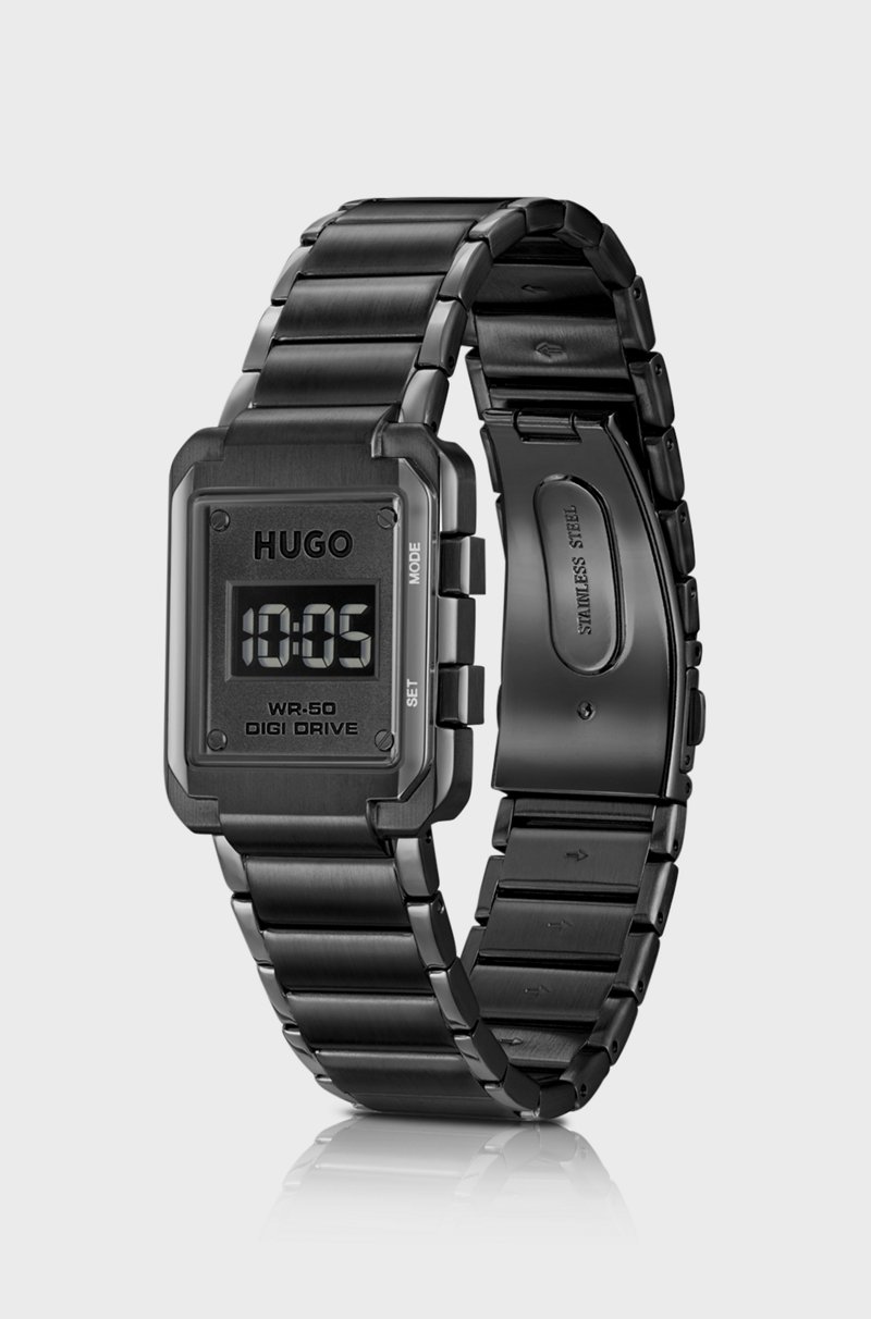 Hugo Boss Reloj Digital Con Pulsera De Eslabones Y Esfera Negra