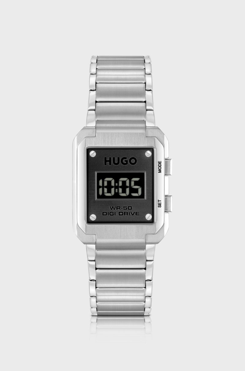 Hugo Boss Reloj digital con pulsera de eslabones y esfera negra