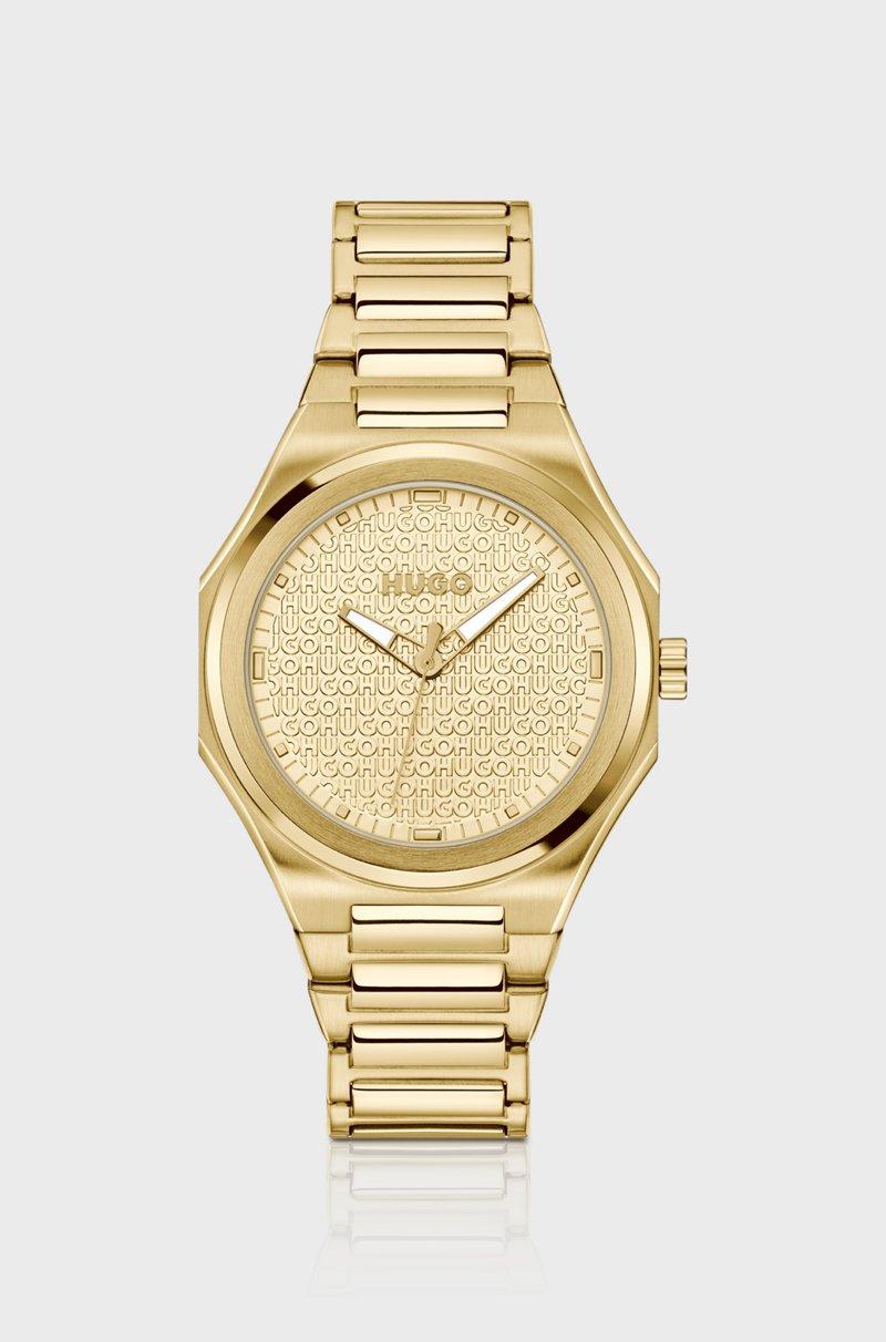 Hugo Boss Reloj dorado con esfera con logos en relieve