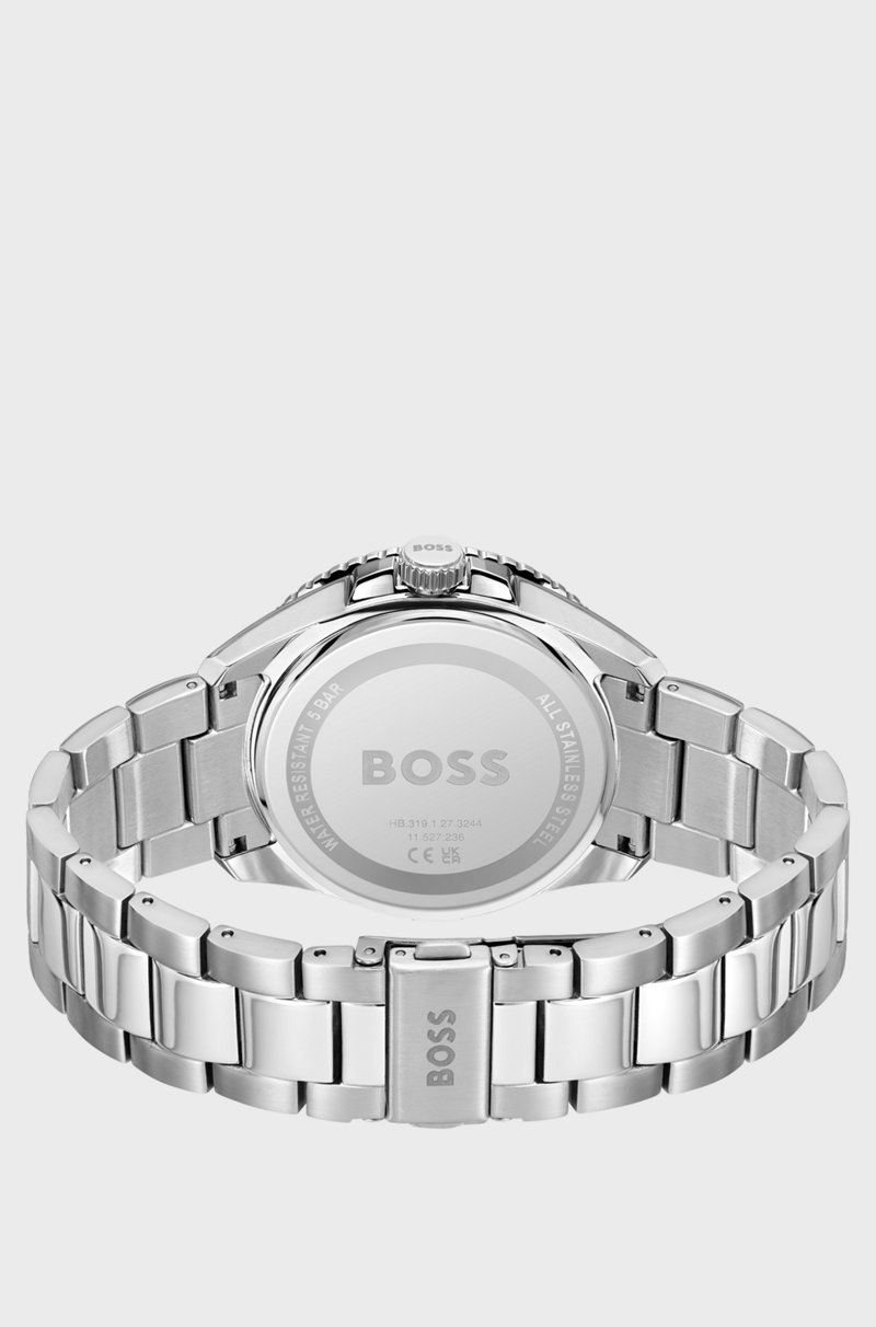 Hugo Boss Reloj En Tono Plateado Con Esfera Roja Y Bisel Giratorio