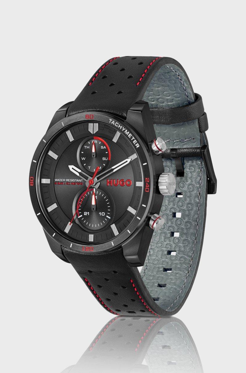 Hugo Boss Reloj Inspirado En Las Carreras Con Correa De Piel Calada