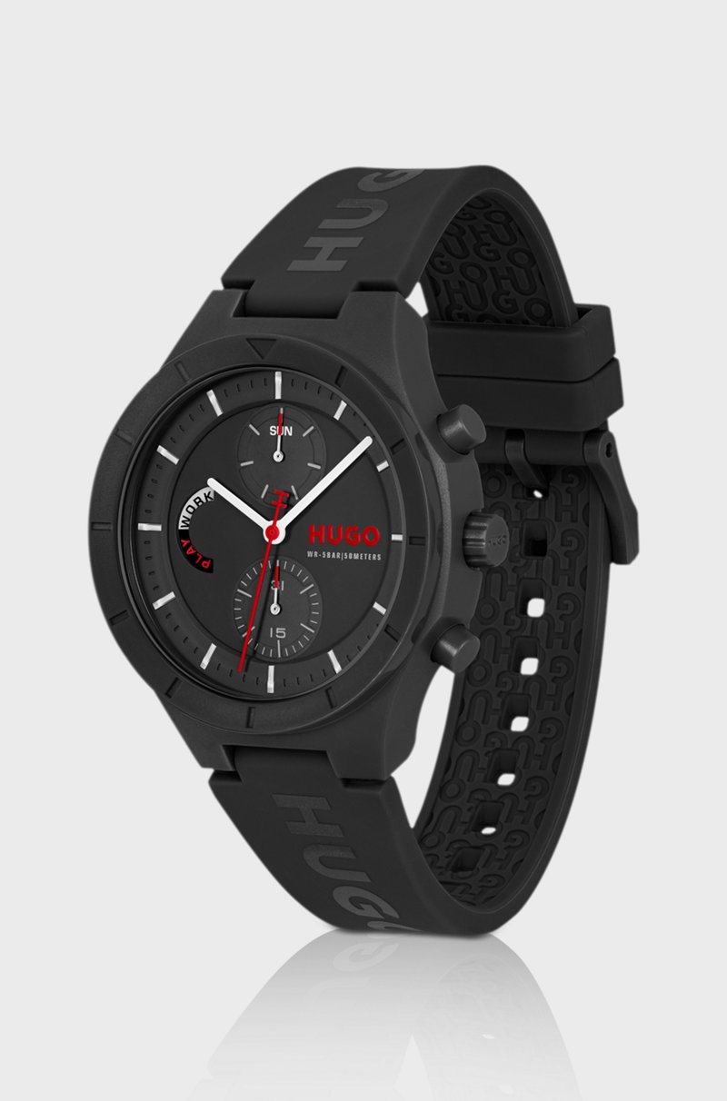 Hugo Boss Reloj Negro Con Correa De Silicona Con Logo