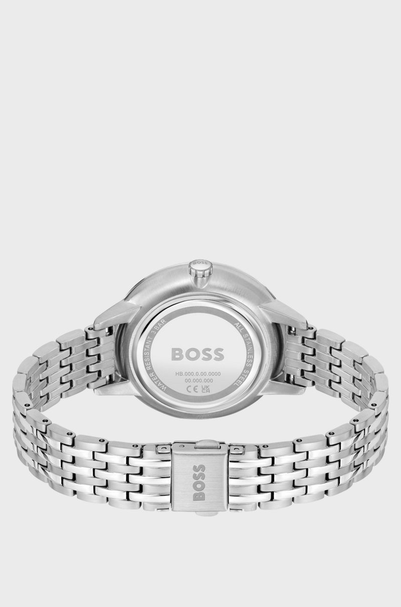Hugo Boss Reloj Plateado Con Tachuelas De Cristal En La Esfera