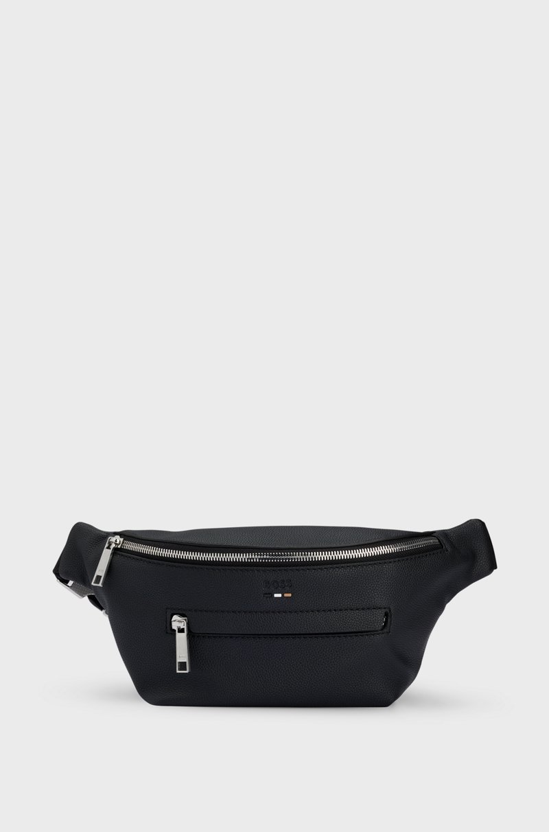 Hugo Boss Riñonera de piel sintética granulada con logotipo grabado