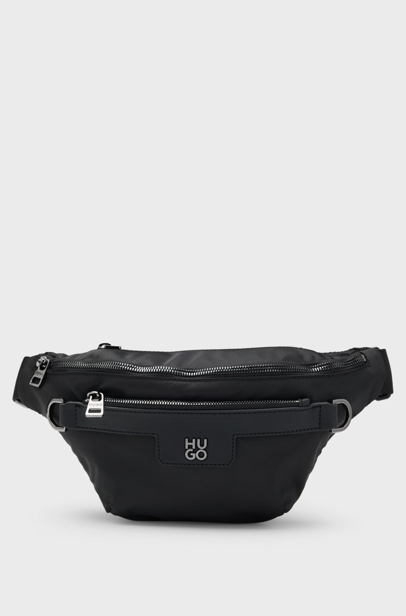 Hugo Boss Riñonera de sarga con logo apilado metalizado