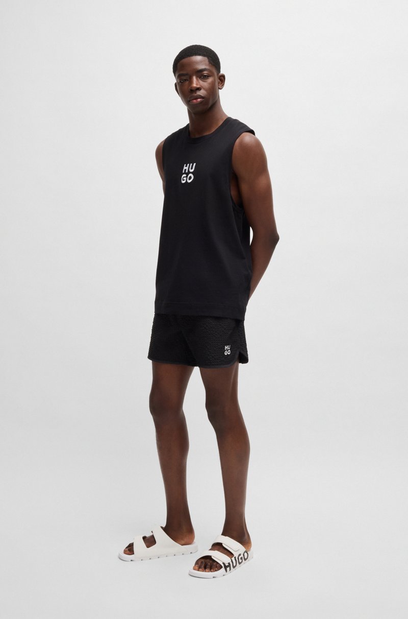 Hugo Boss Sandalias Con Logo Y Dos Tiras De Cierre Por Contacto